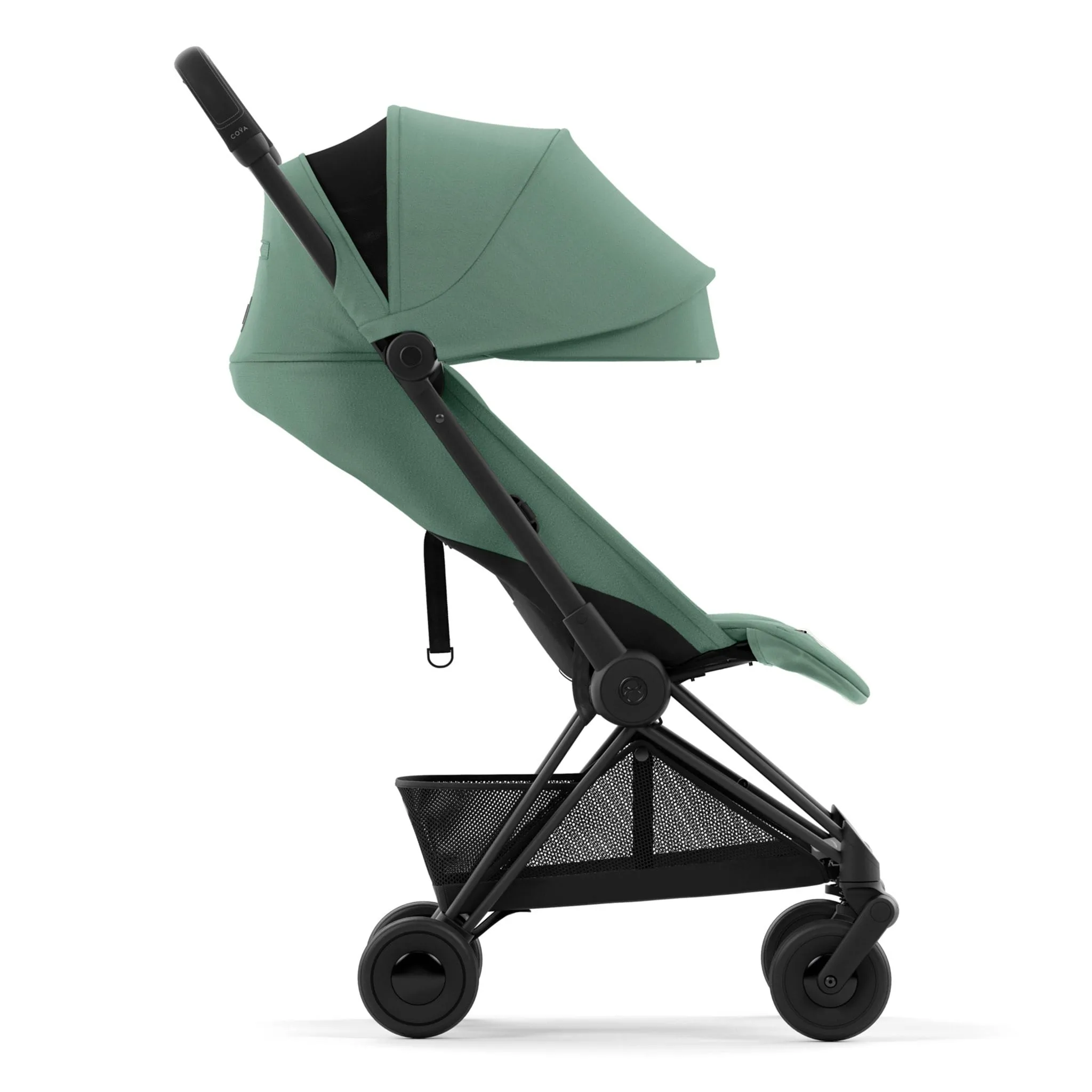 Cybex Poussette Coya - Cadre noir mat avec siège vert feuillage