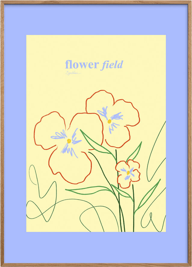 Poster & Frame Flower Field 01 Blå