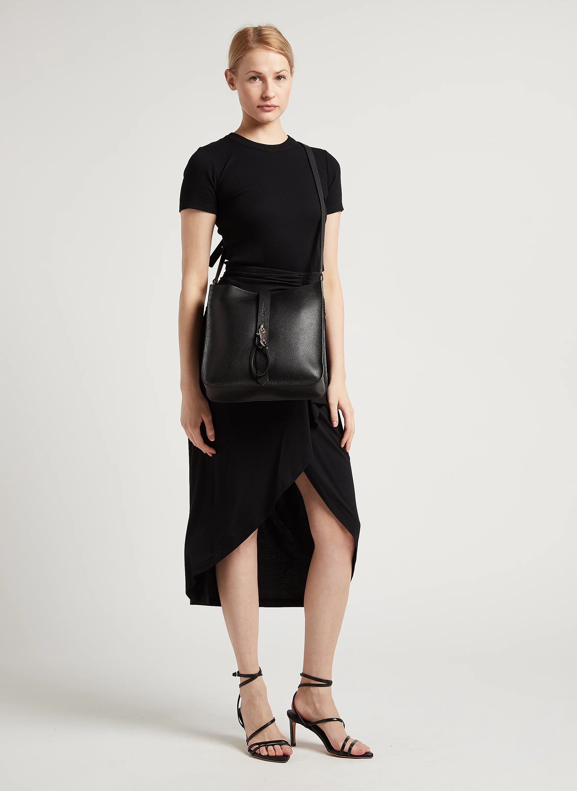 Grand sac trotteur en cuir| Noir