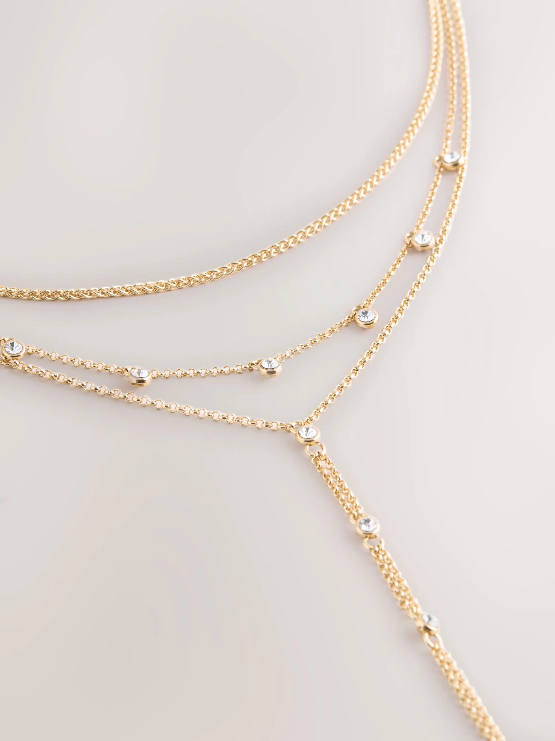 Goudkleurig - Sparkle Detail Layered Drop Necklace