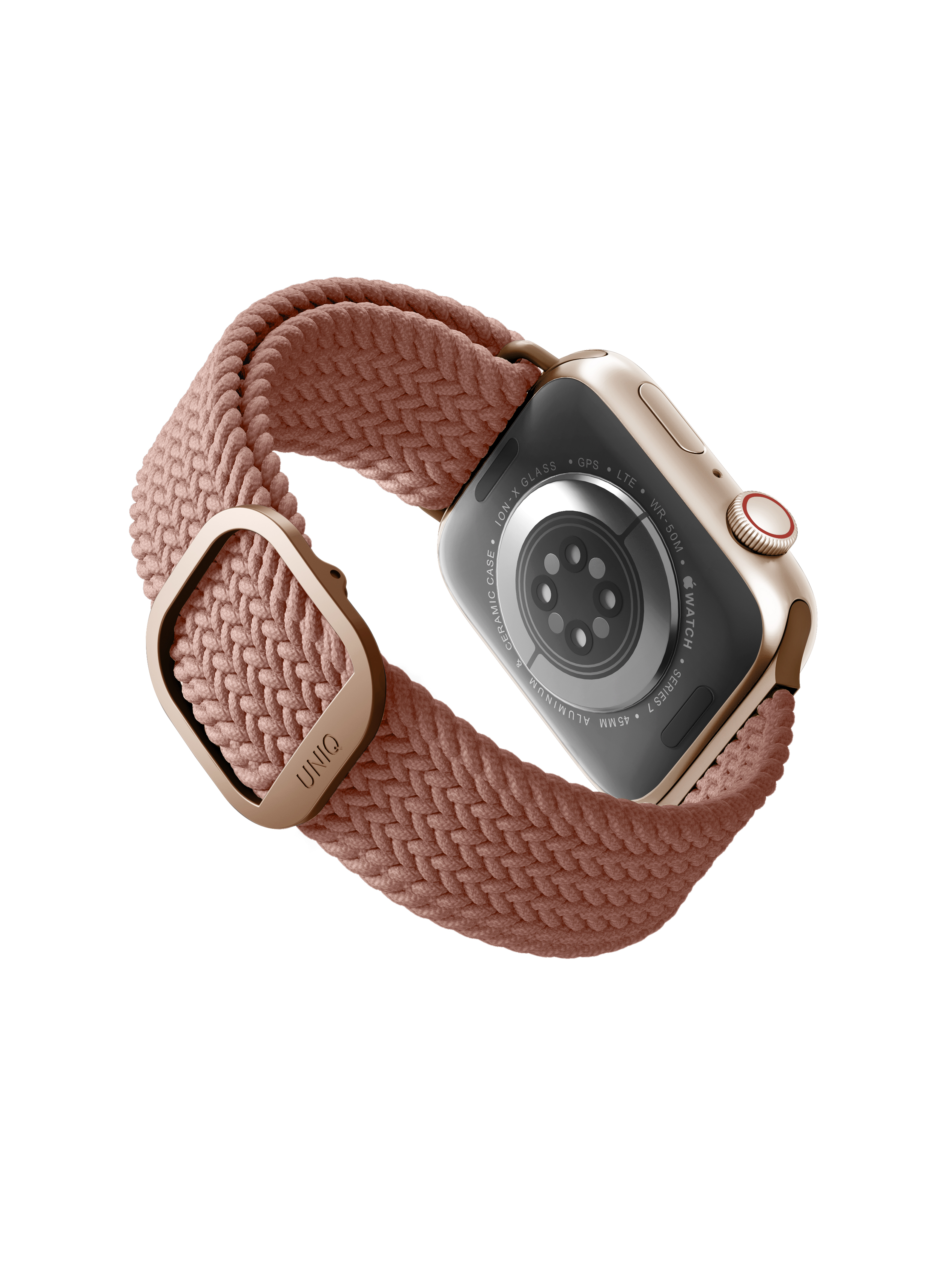 Aspen Apple Watch (42/41/40 mm) Geflochtenes Nylon Armband mit Edelstahl-Schnalle (UNIQ-40MM-ASPPNK) - Rose Raisin