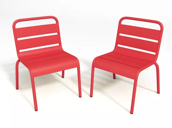 Lot de 2 chaises de jardin empilables pour enfants en métal rouge - POPAYAN de MYLIA