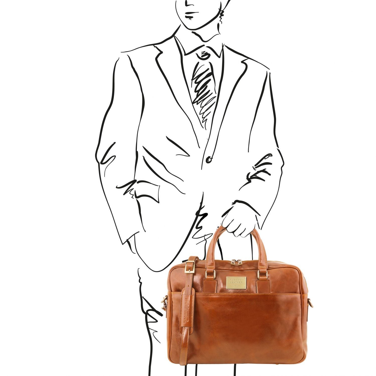 TL141241 – Urbino – leren laptop Aktetas with front pocket