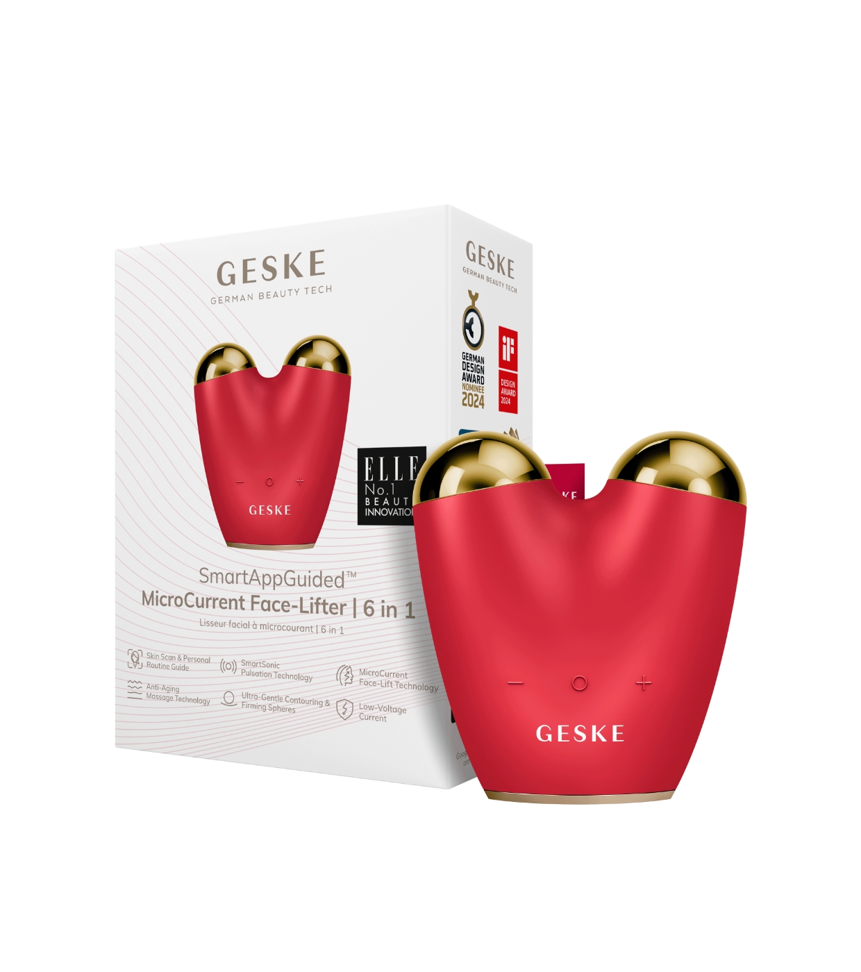 GESKE - *I love myself* - Massageador Microcurrent Face-Lifter 6 In 1 - Red