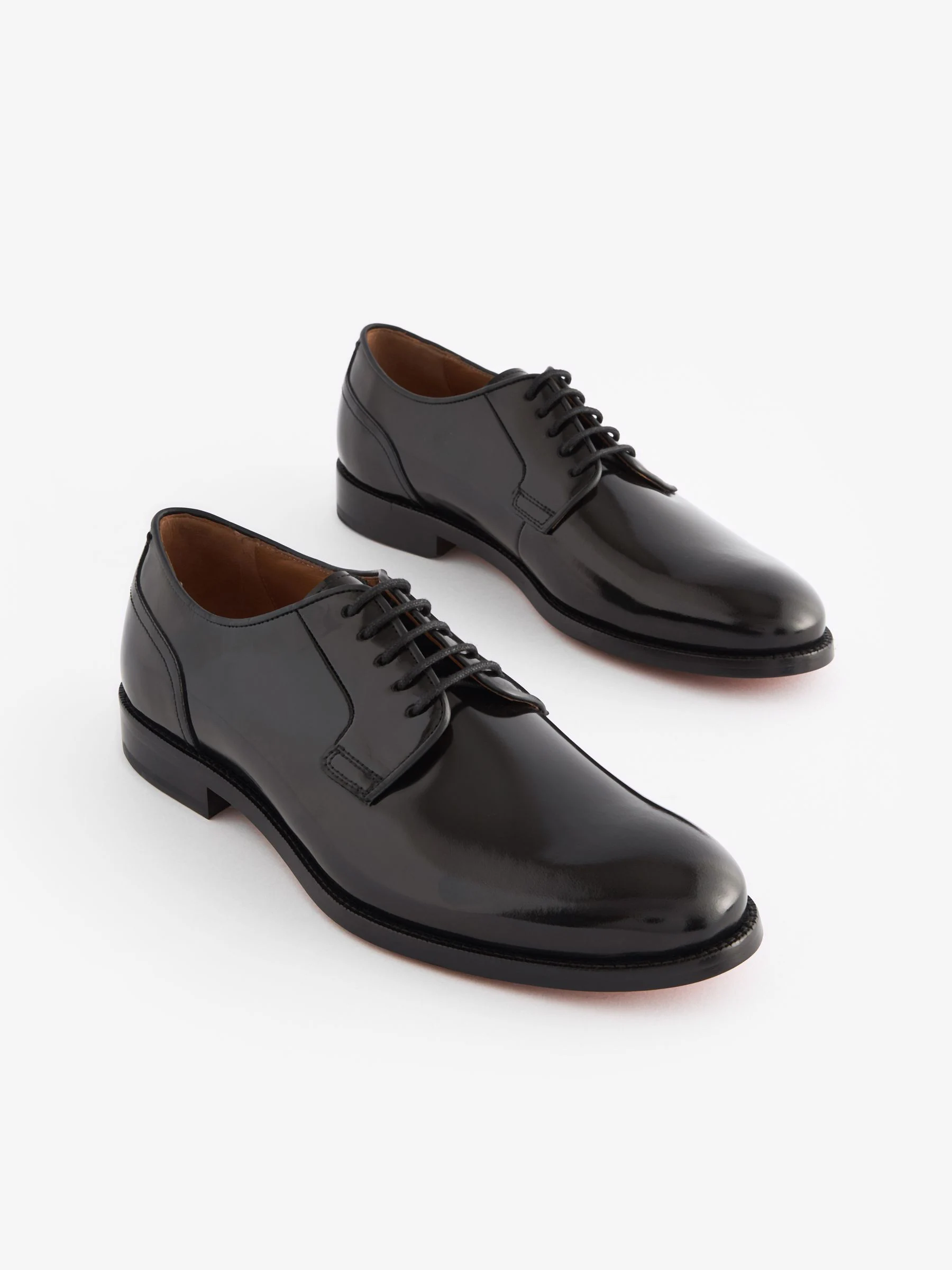 Zwart - Wijde pasvorm - Signature - Derby-schoenen met leren zool