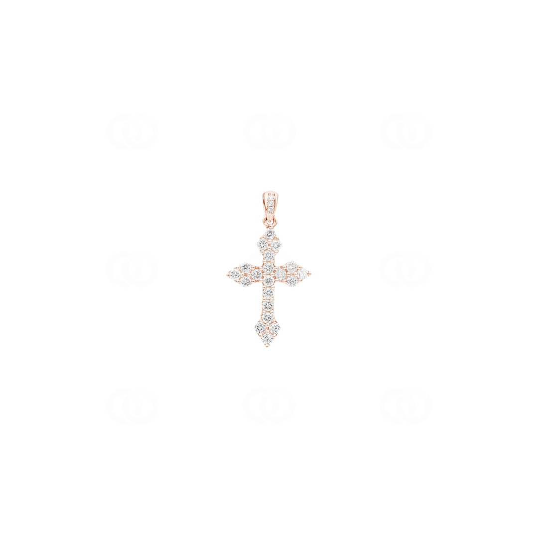 Anhänger 750/18 K Roségold Kreuz mit Brillanten 0.50 ct H/si