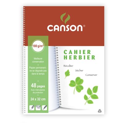 Canson - Cahier à dessin / Herbier 24 x 32 cm - 24 feuilles - dos rigide - blanc