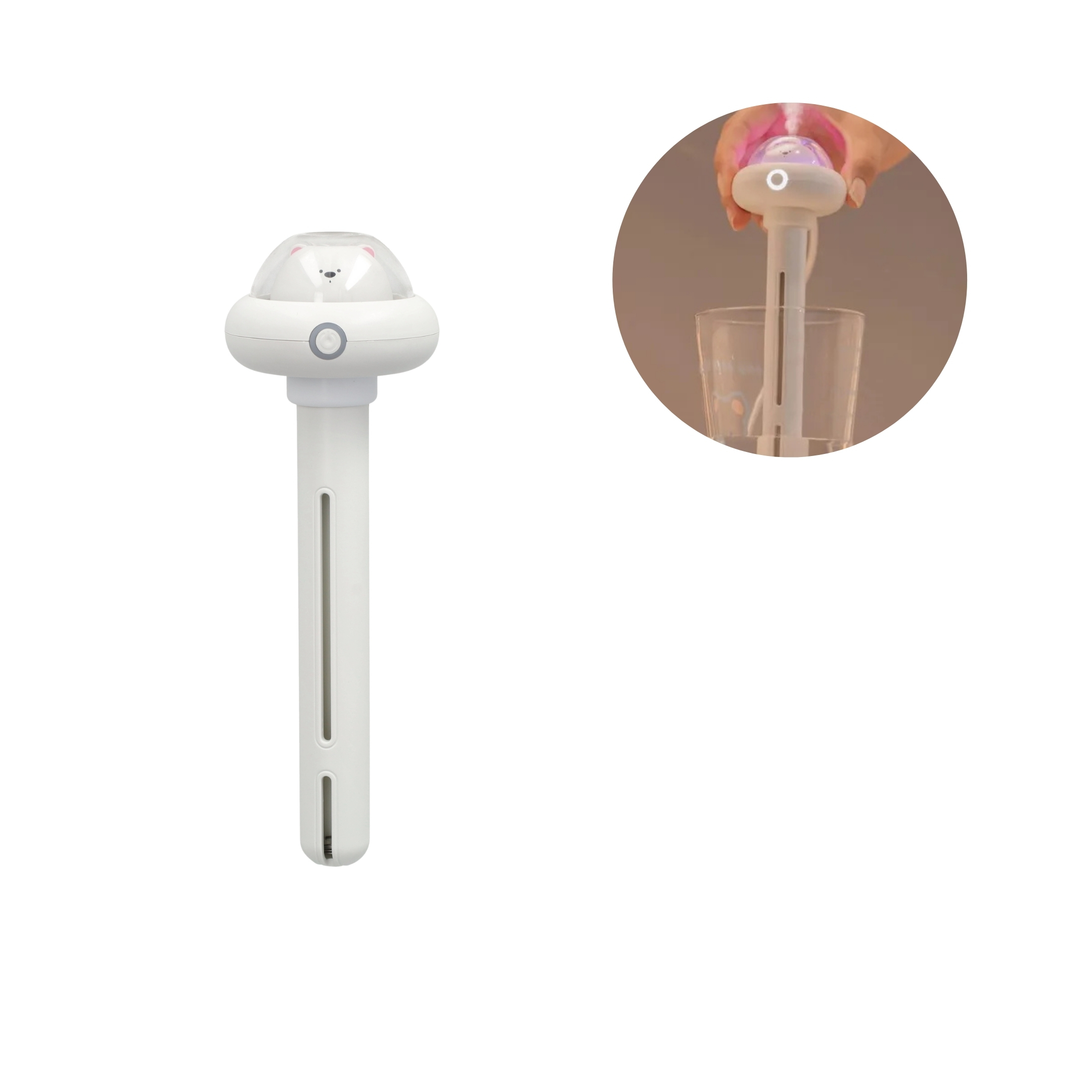 (Ø7x18cm) Portabler Mini USB Luftbefeuchter mit LED Beleuchtung Aroma Öl Diffuser - Weiss