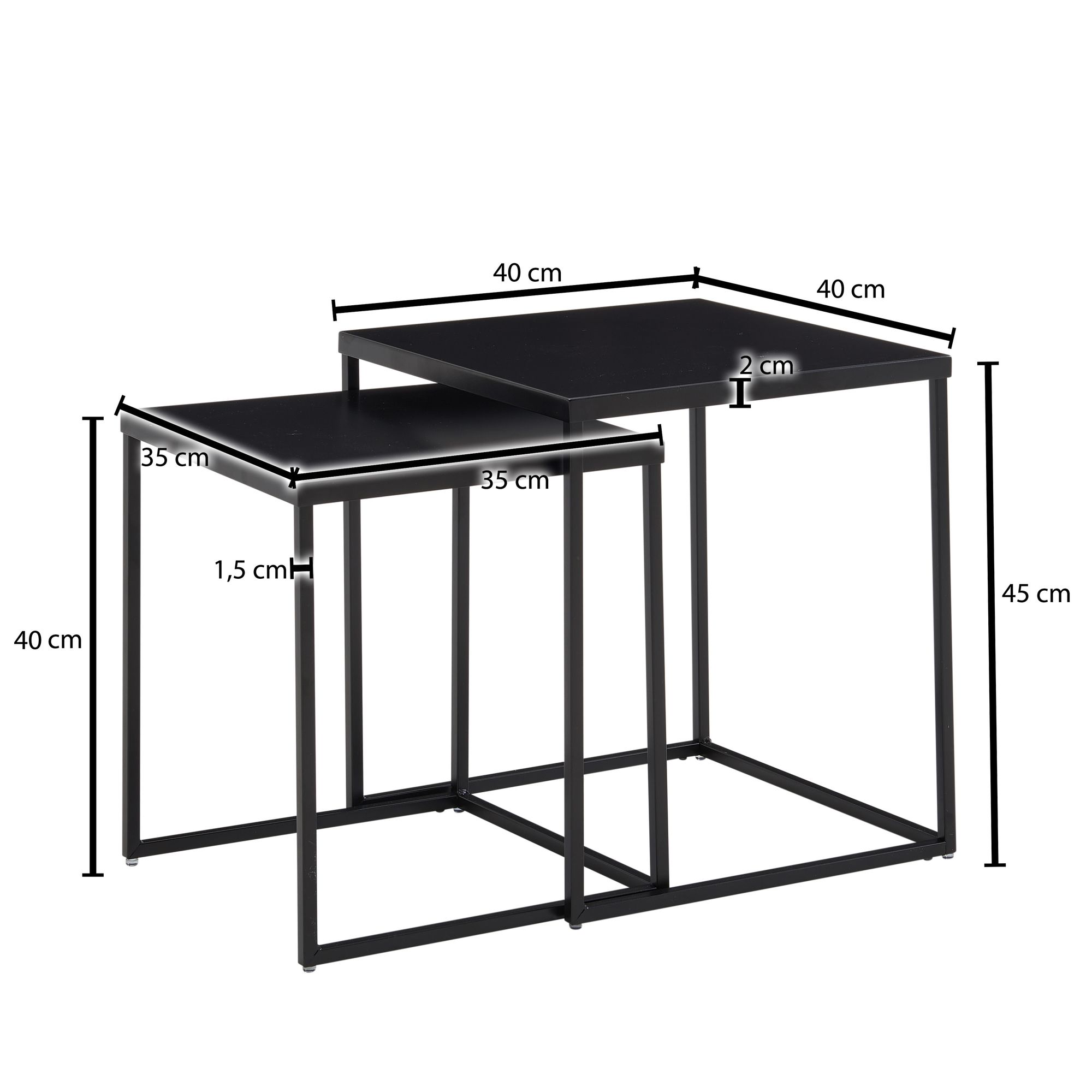 Beistelltisch FineBuy Satztisch Metall 2 teilig Couchtisch Tisch Set Schwarz