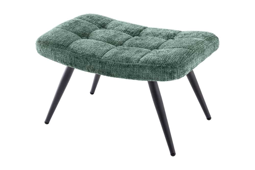 Moderner Hocker SCANDINAVIA grün Chenille Cremona Metallbeine Fußhocker