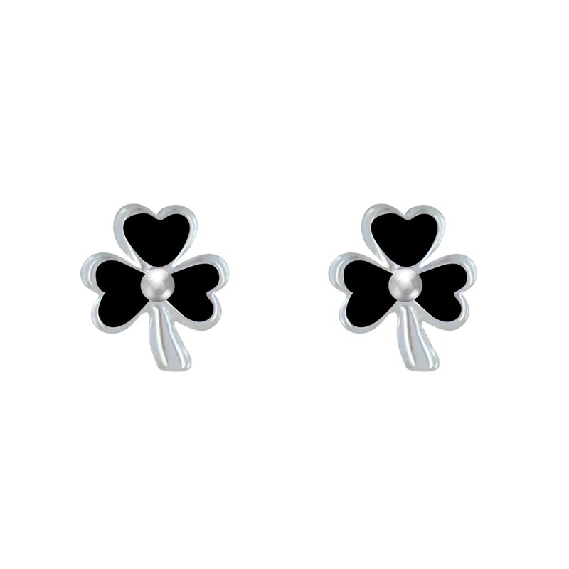 Boucles d'Oreilles Argent Trèfle Emaillée
