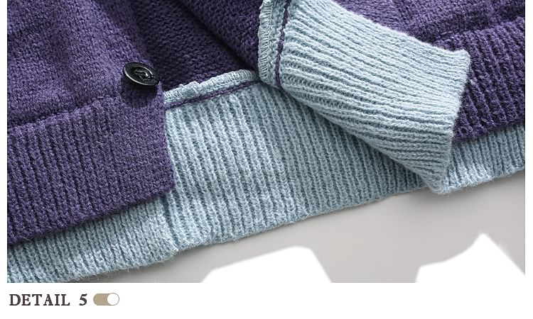 purplelouve - Contrasterende cardigan met knoopjes