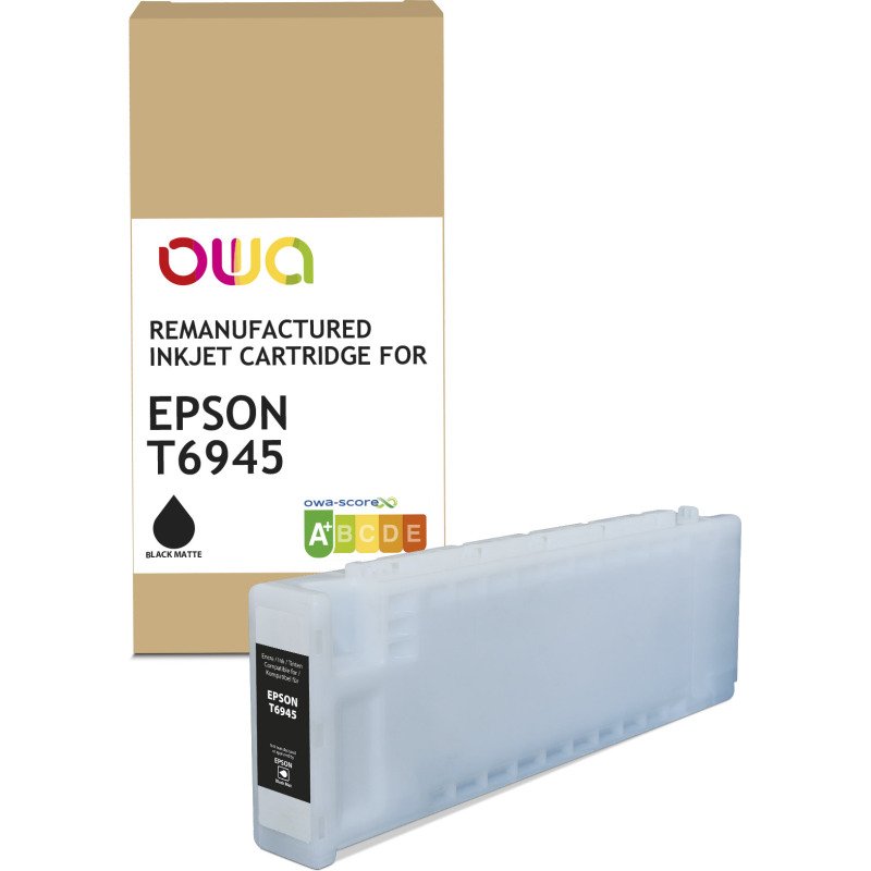 Cartouche d'encre traceur remanufacturée OWA - haute capacité - Noir Mat - pour EPSON T6945