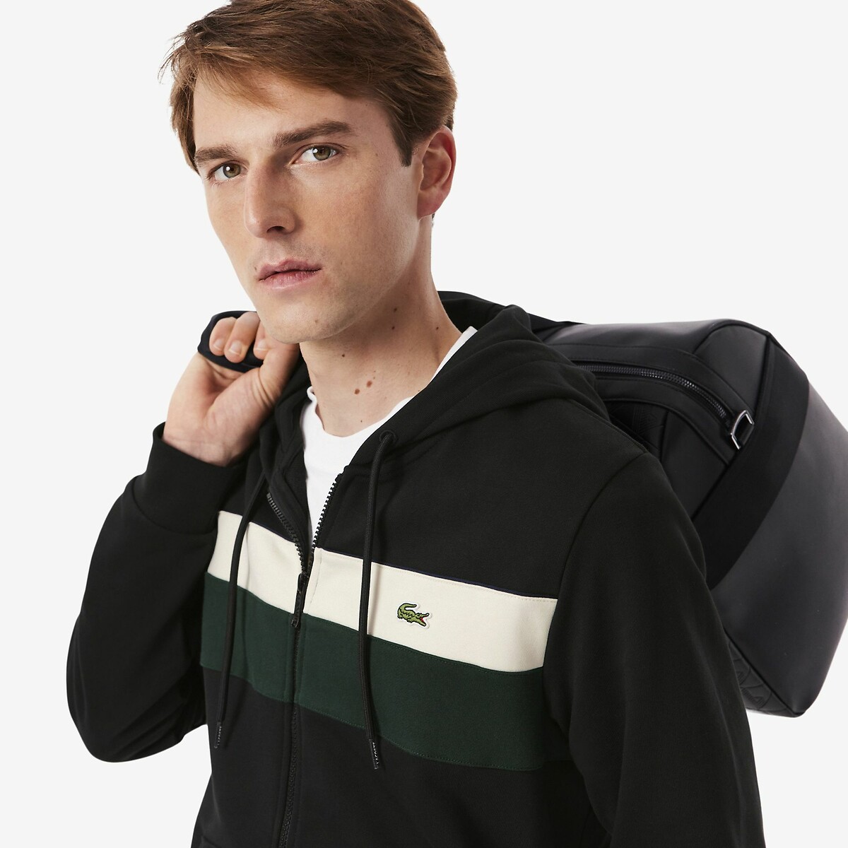 Suéter LACOSTE com zíper e blocos de cor