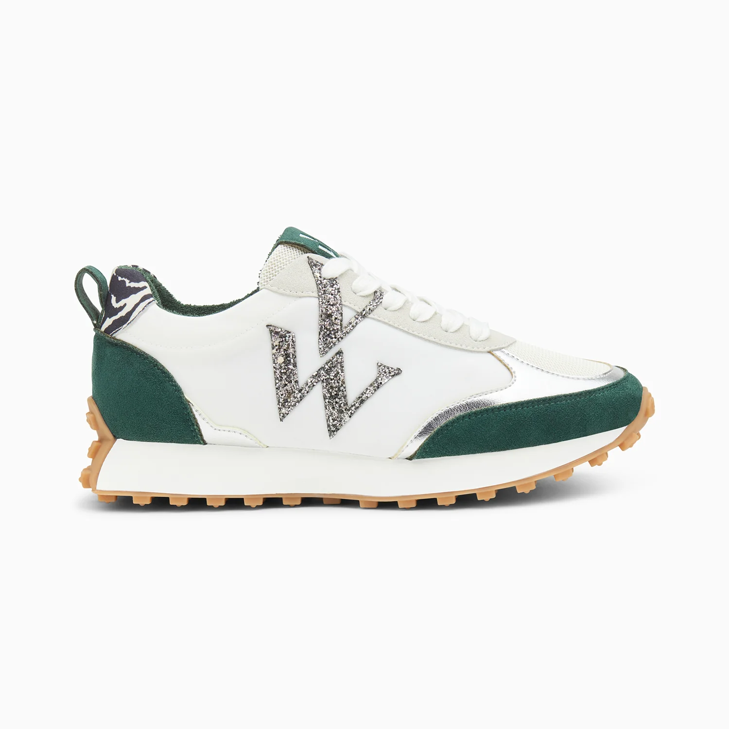 Sneakers-Baskets monogramme Grace blanc et vert à semelle running