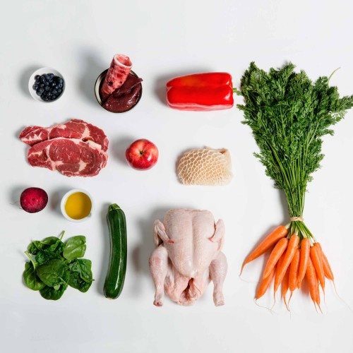 CRU carne natural de frango e bovina para cães