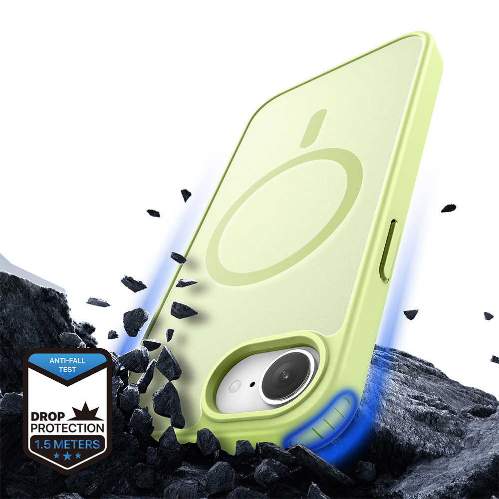 iPhone 16e MagSafe Hybrid Hardcase Hülle mit TPU Bumper - Grün