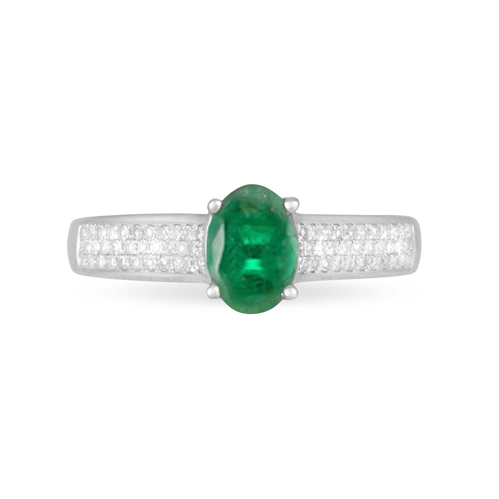 Bague Crista Or Blanc Emeraude Et Diamant