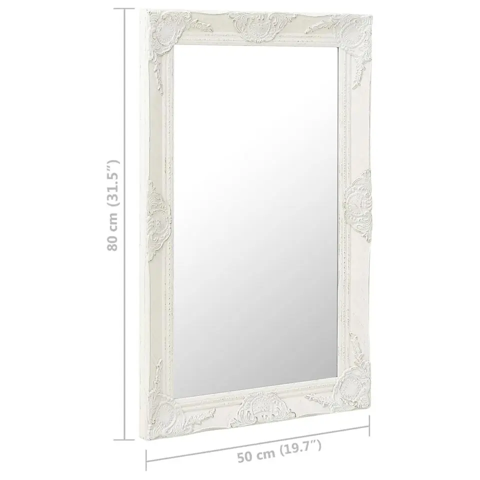 vidaXL - Wandspiegel - Wit - Hout - 50 x 80 cm