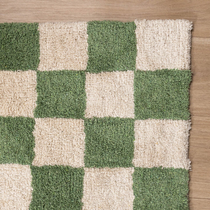 Retro vloerkleed - Gambit Groen/Wit