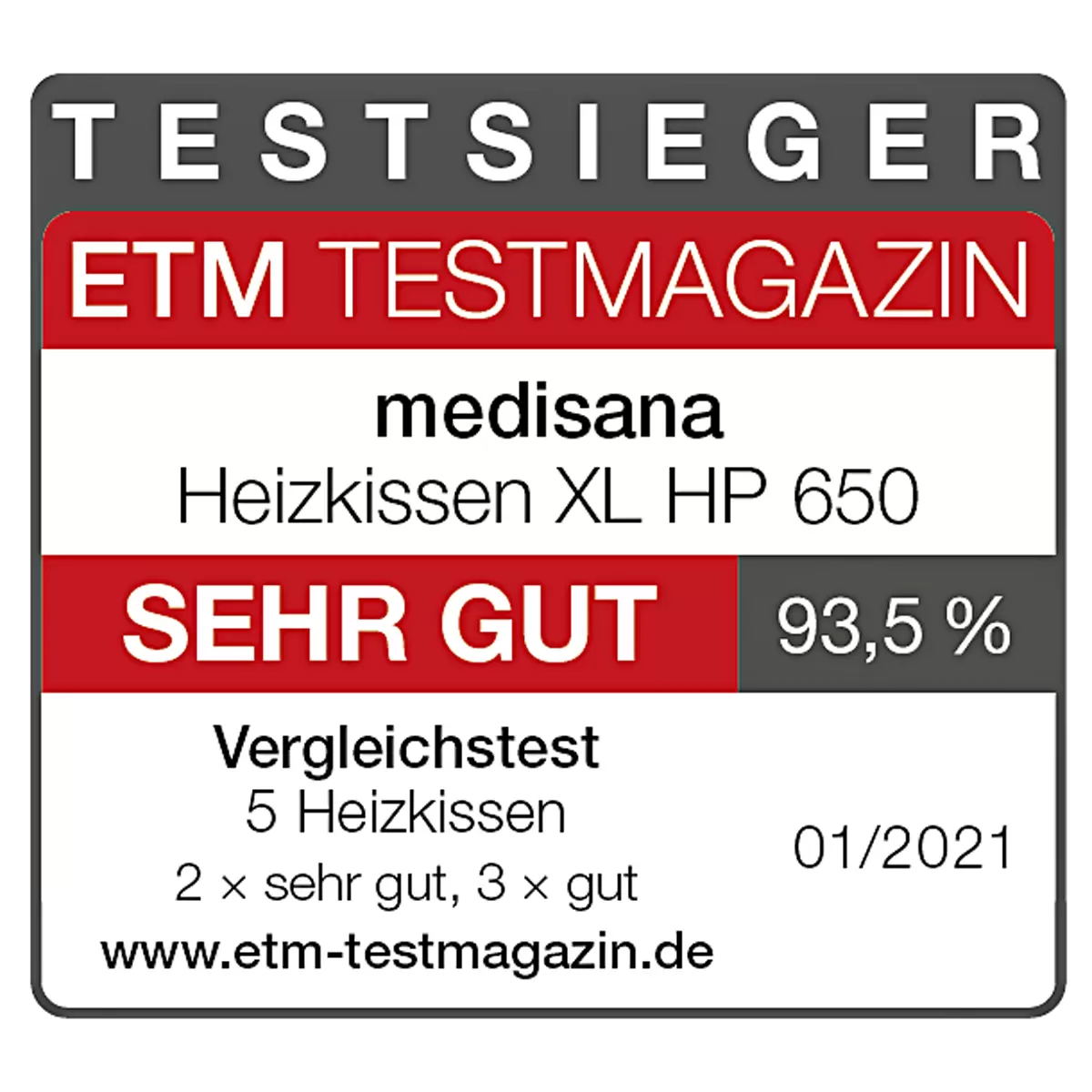 Heizkissen HP650 XL Medisana Hellgrau