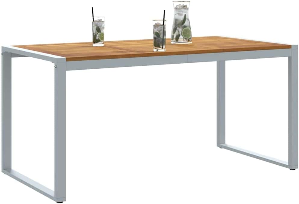 vidaXL Gartentisch Grau 160 x 80 x 75 cm Massivholz Akazie, Garten und Terrasse, moderner Esstisch aus Hartholz, robuste Außenmöbel aus Akazie, stylische Terrasse, minimalistisches Design