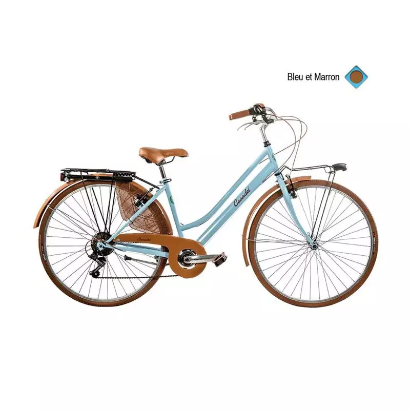 Vélo CASADEI retro 28 femme 6v h44 Bleu marron