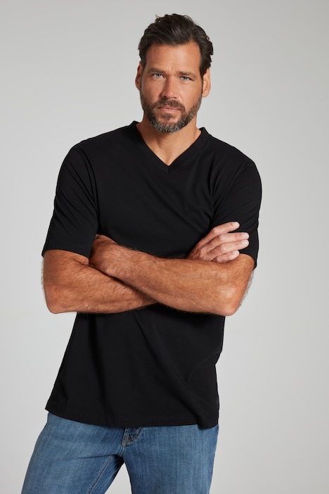 T-Shirt, Basic, V-Ausschnitt, bis 8XL