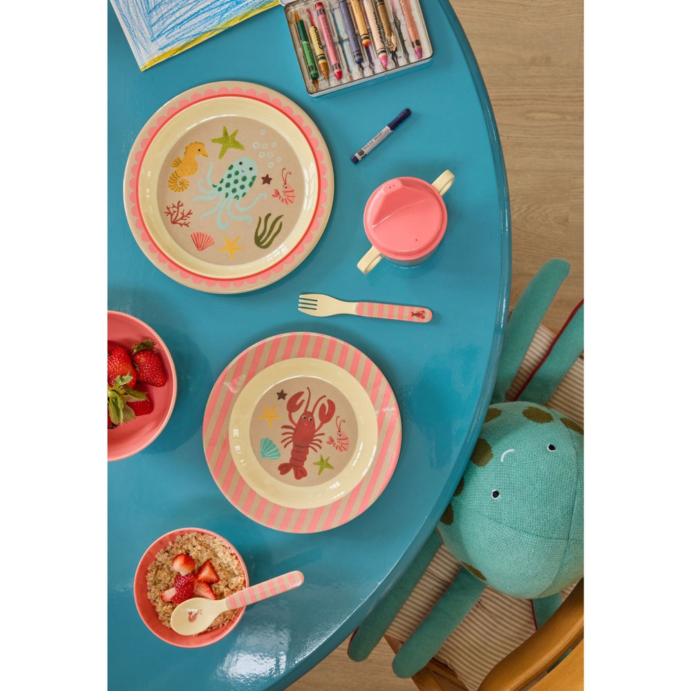 Køb Rice Coral Ocean Print Melamine Børne Frokost Tallerken