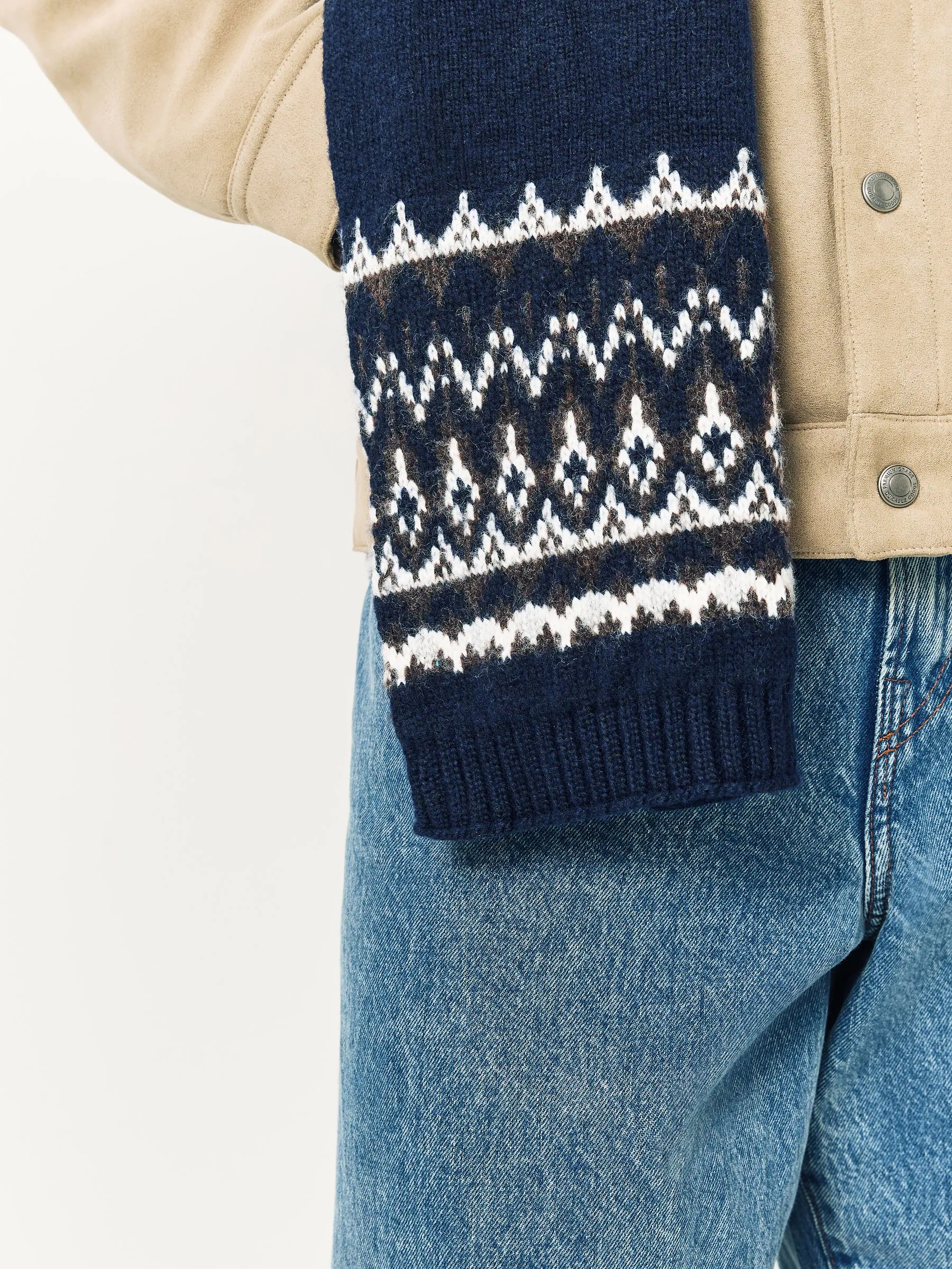 Marineblauw met fairislemotief - Bobble And Scarf Set