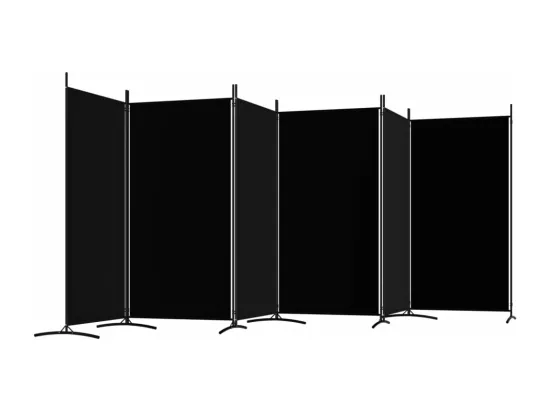 Cloison de séparation 6 panneaux Noir 520x180 cm Tissu