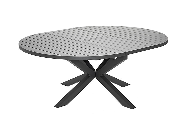 Table de jardin extensible Palma en aluminium coloris anthracite Ø.145/199 x H.75 cm