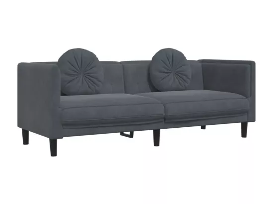 Ensemble de canapés 3 pcs avec coussins gris foncé velours