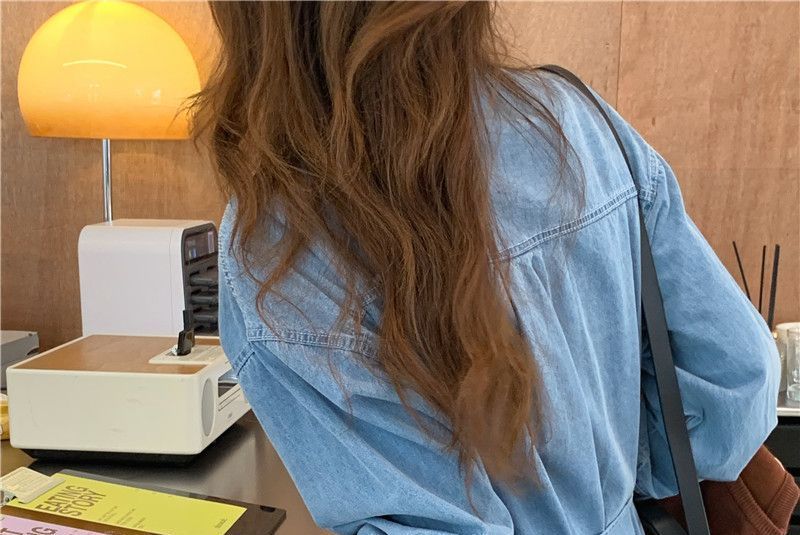 Leoom - Denim midi-jurk met lange mouwen