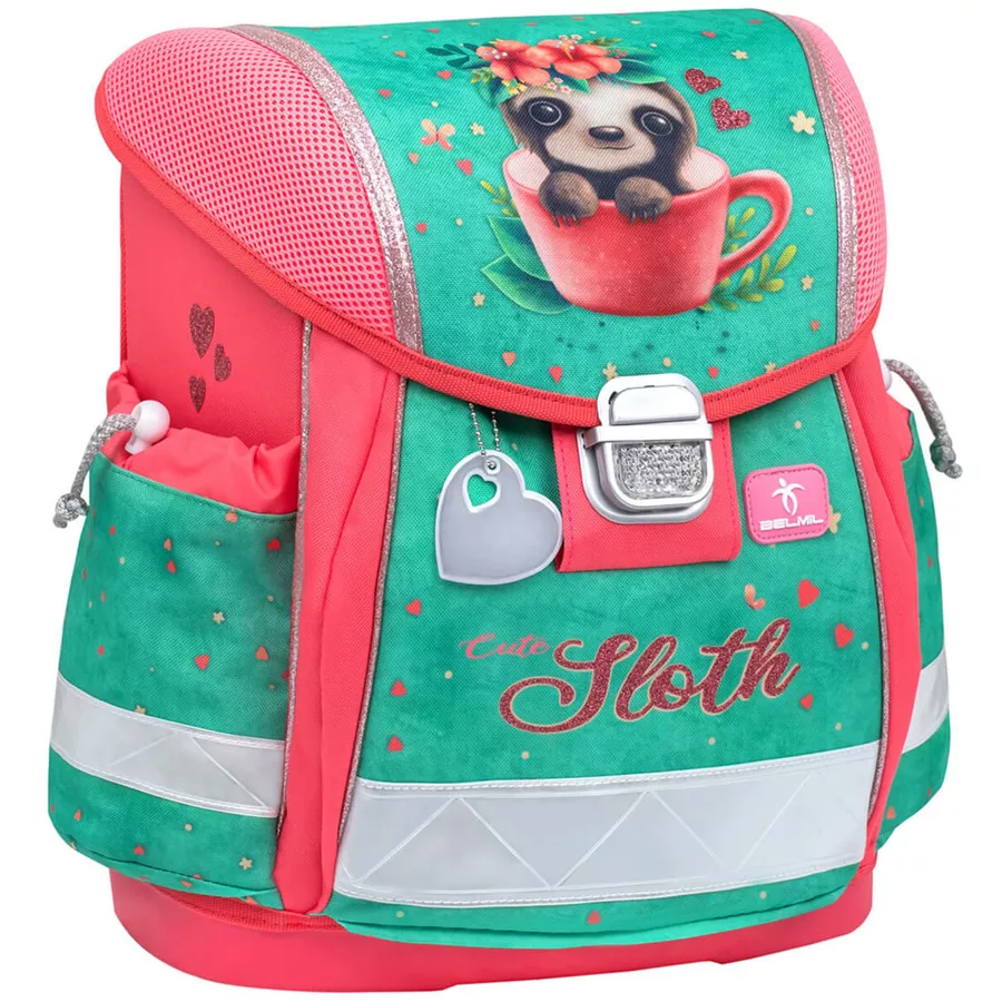 Belmil Schulranzen Classy Schulranzen Set 5-teilig mit Brustgurt Cute Sloth