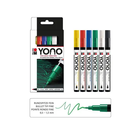 Marabu YONO Marker Set, 6 x 0,5-1,5 mm