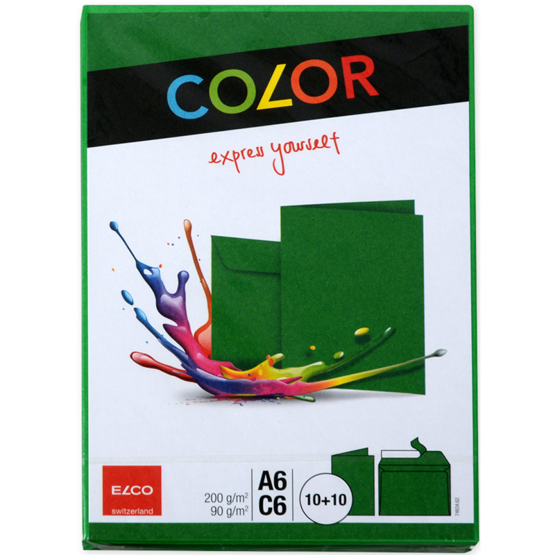 Elco COLOR Doppelkarten und Couverts, A6, grün