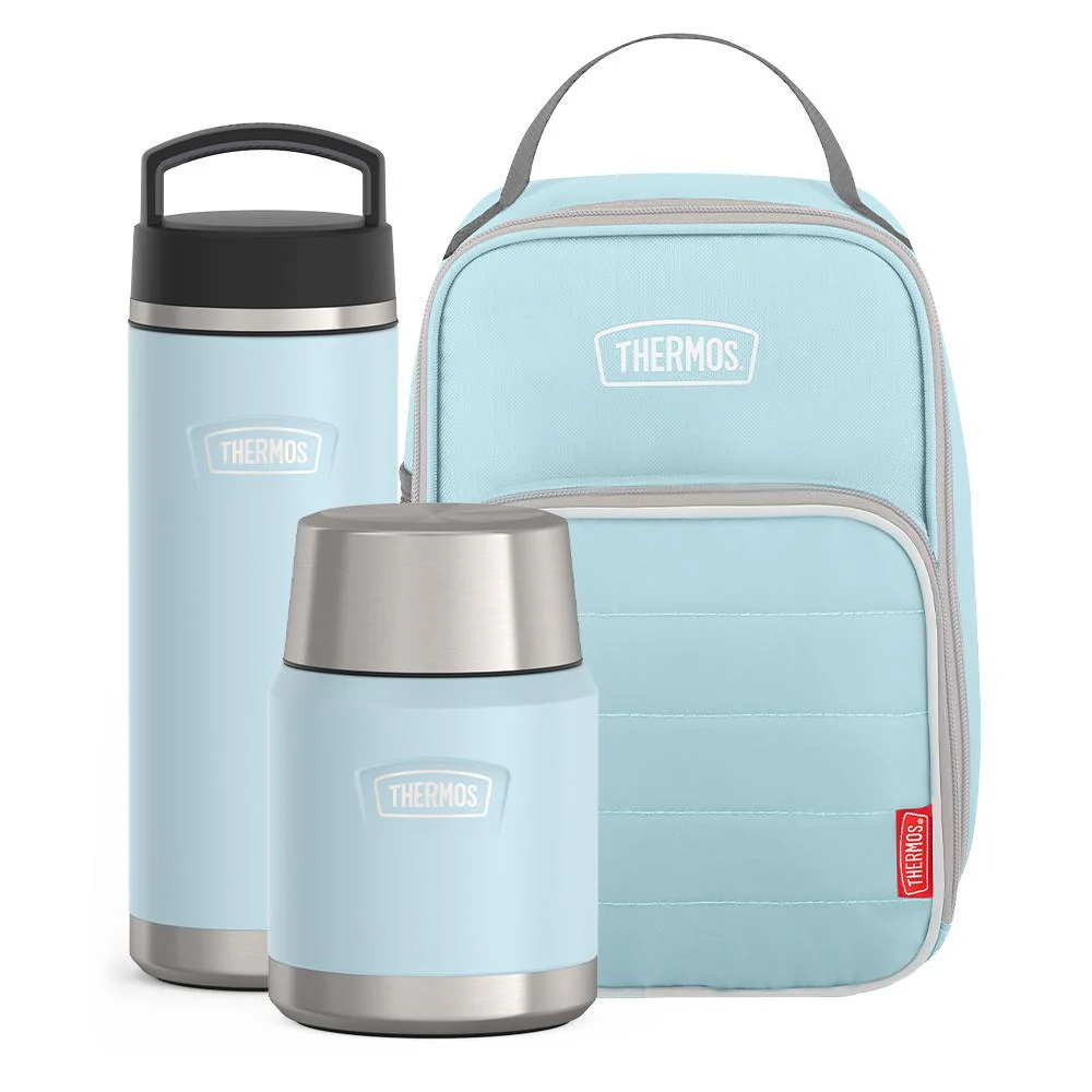 ICON™ UPRIGHT LUNCH BOXGLACIER,16oz ICON™ FOOD JAR -GLACIER,24oz ICON™WATER BOTTLE WITH SCREW TOP - GLACIER