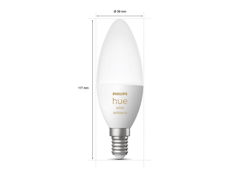 Philips Hue Leuchtmittel White Amb. Einzelpack E14 320 lm Per Bluetooth steuerbares Hue E14-Leuchtmittel