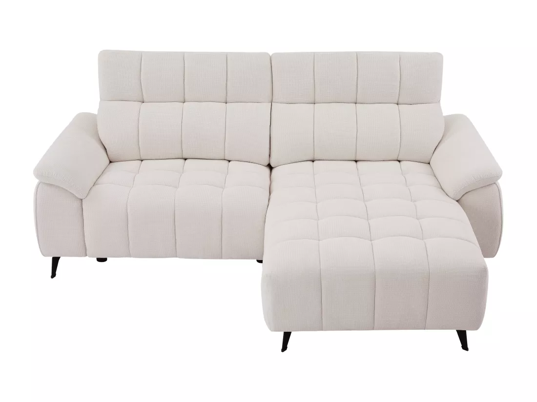 Canapé d'angle droit relax électrique en tissu texturé beige CELTIMO