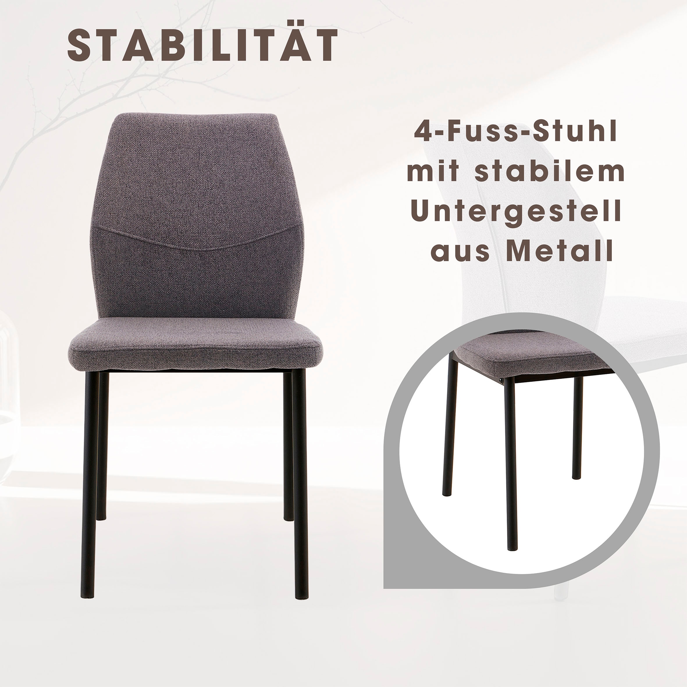 GOODproduct Essgruppe »Basel, Tischgruppe mit 4 Stühlen, Esstisch ausziehbar 140 - 180 cm« Set, Otto's DAUERTIEFPREIS, 5 Stk. tlg. BESTSELLER, Sitzgruppe, Tisch, Stühle, ovale Tischplatte, Säulentisch