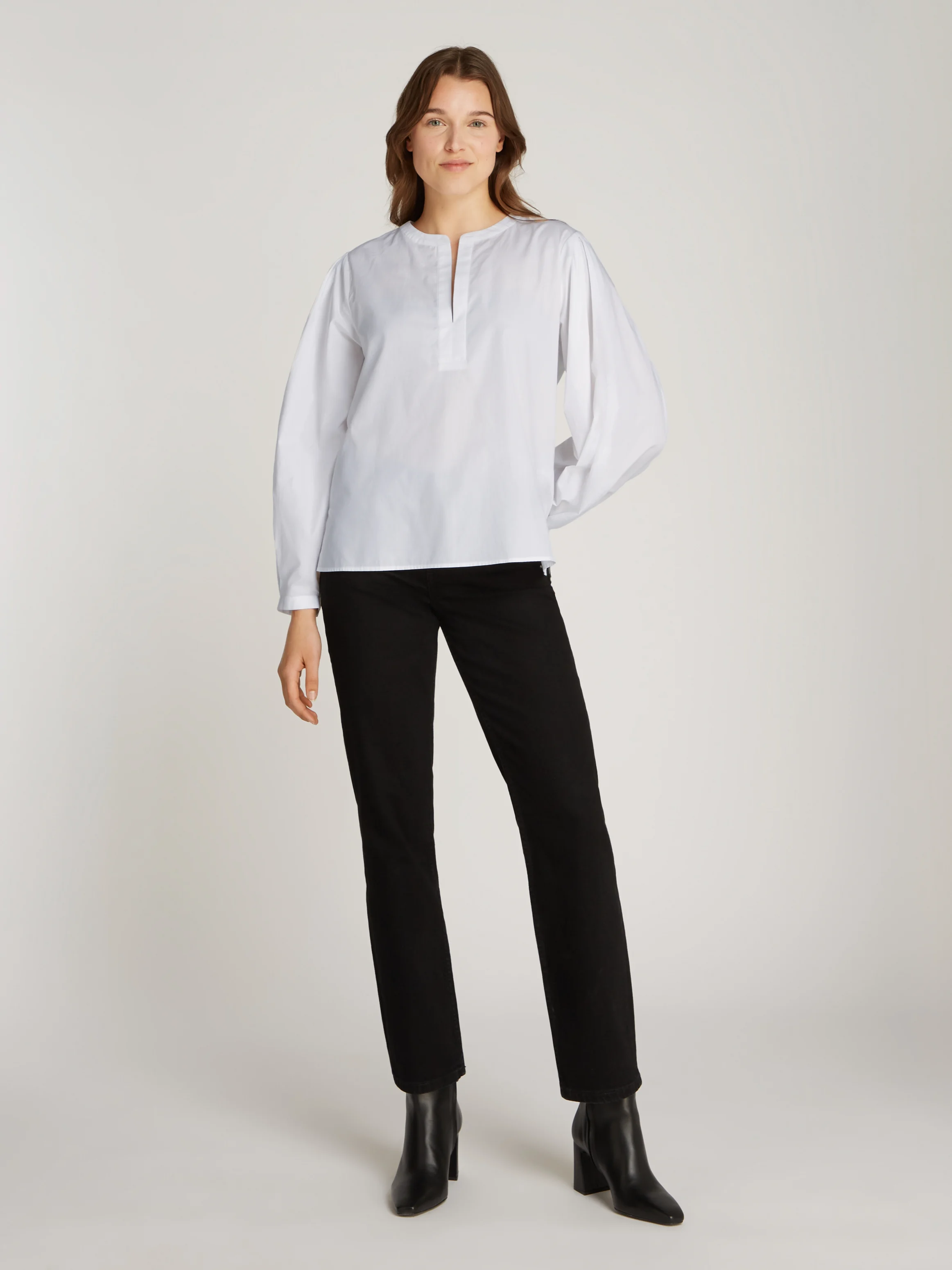 Blouse droite en coton bio | Blanc
