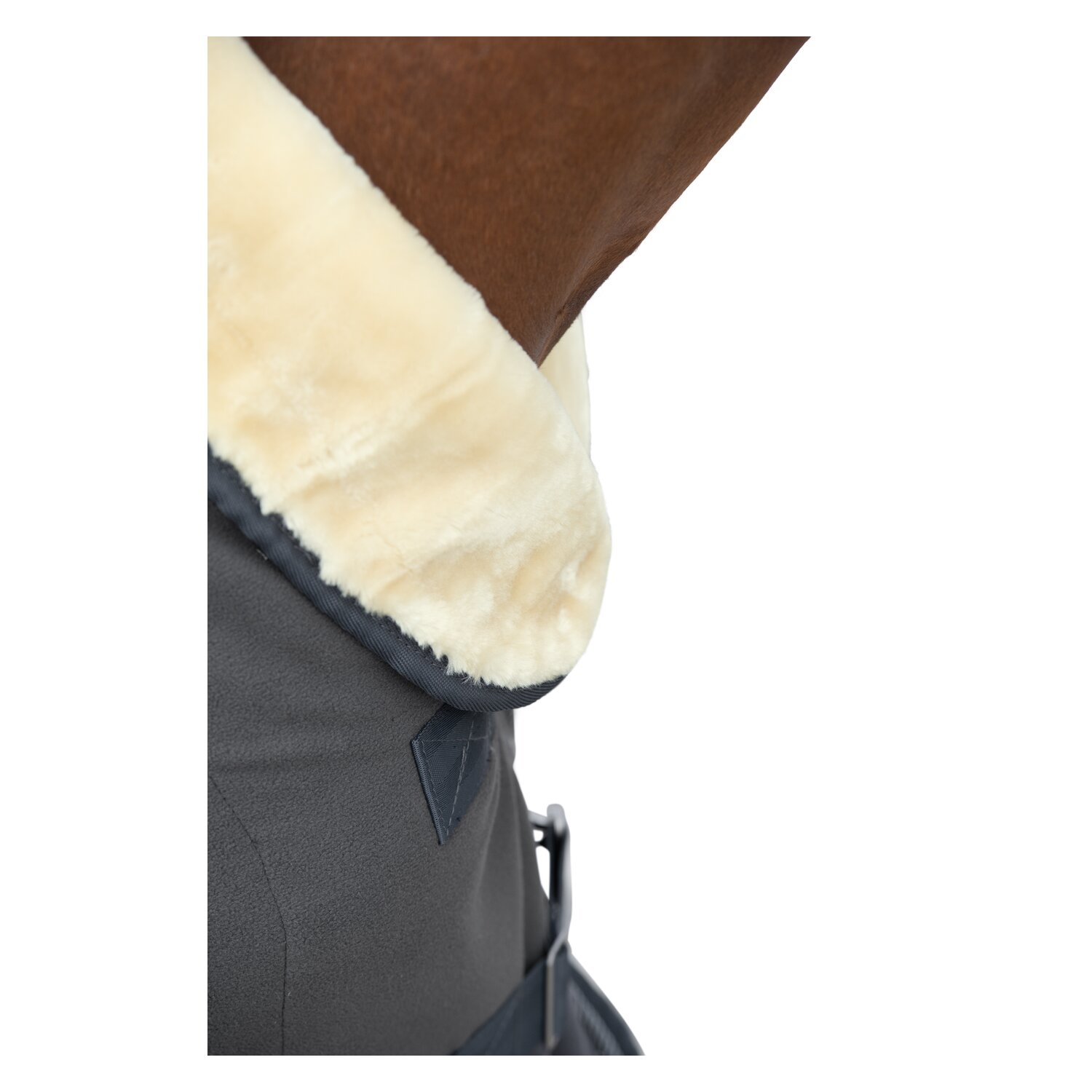 Cheval de Luxe Abschwitzdecke Lae mit Fellkragen  - grey