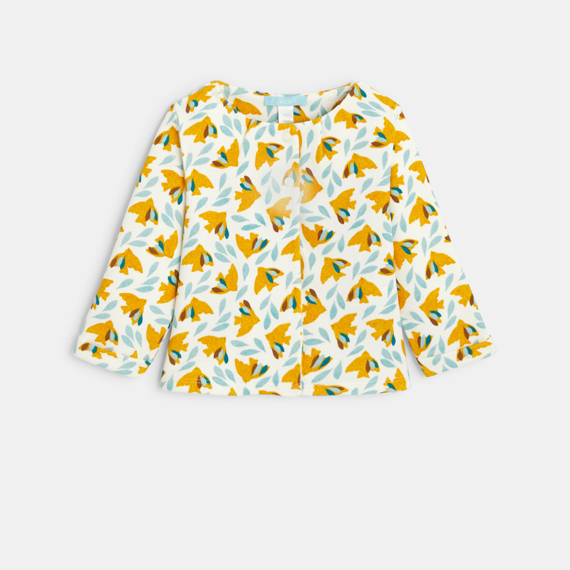 Gilet molleton oiseaux jaune bébé fille