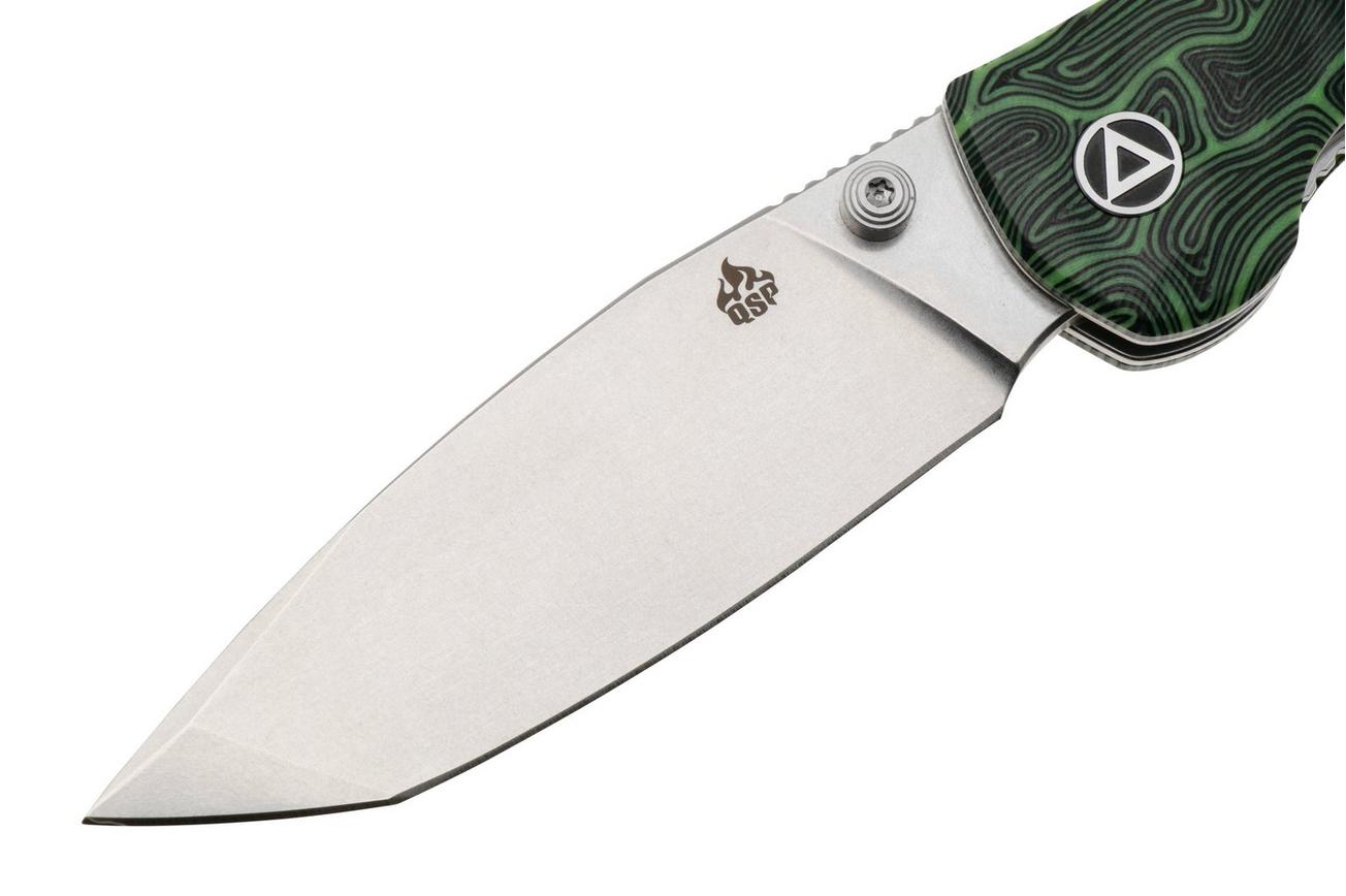 QSP Knife Turtle Punk QS158-C1 Stonewashed 14C28N Black Green G10, zakmes, Keanu Alfaro design