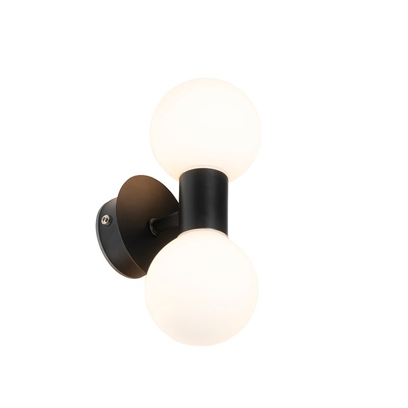 Moderne wandlamp zwart IP44 2-lichts - Cederic