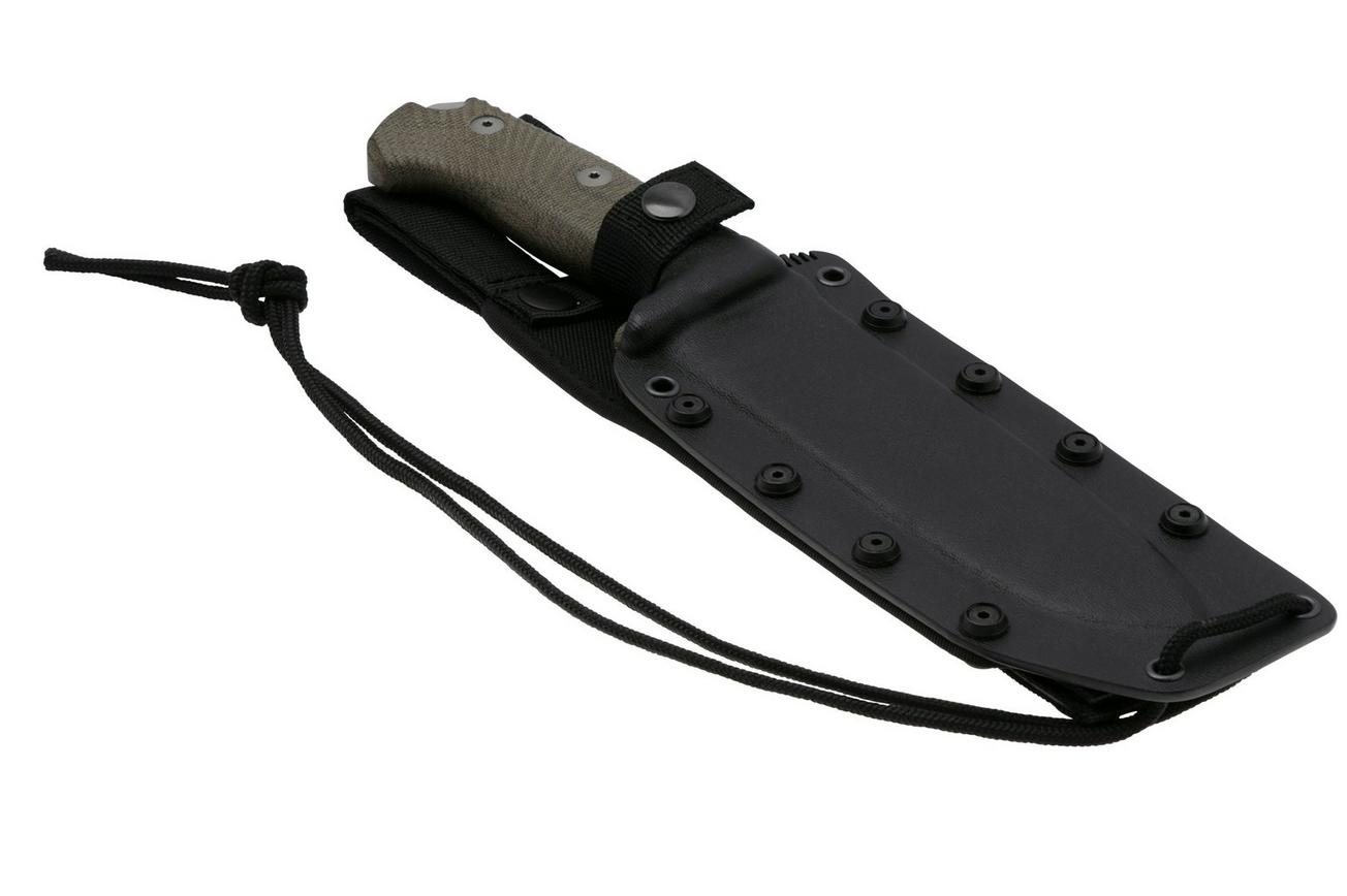 LionSteel M7 CVG Satin, Green Canvas Micarta vaststaand mes, Molletta design