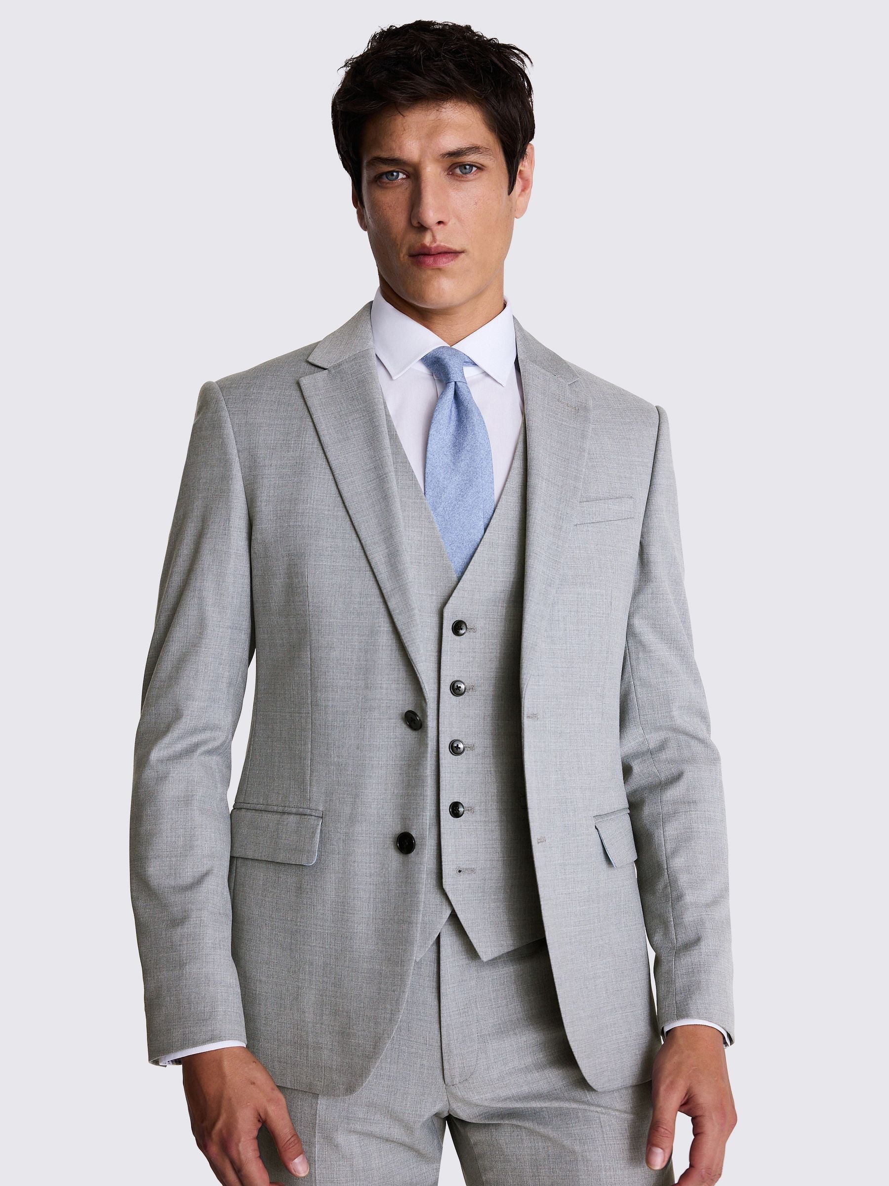Grijs - MOSS Slim-fit stretchcolbert