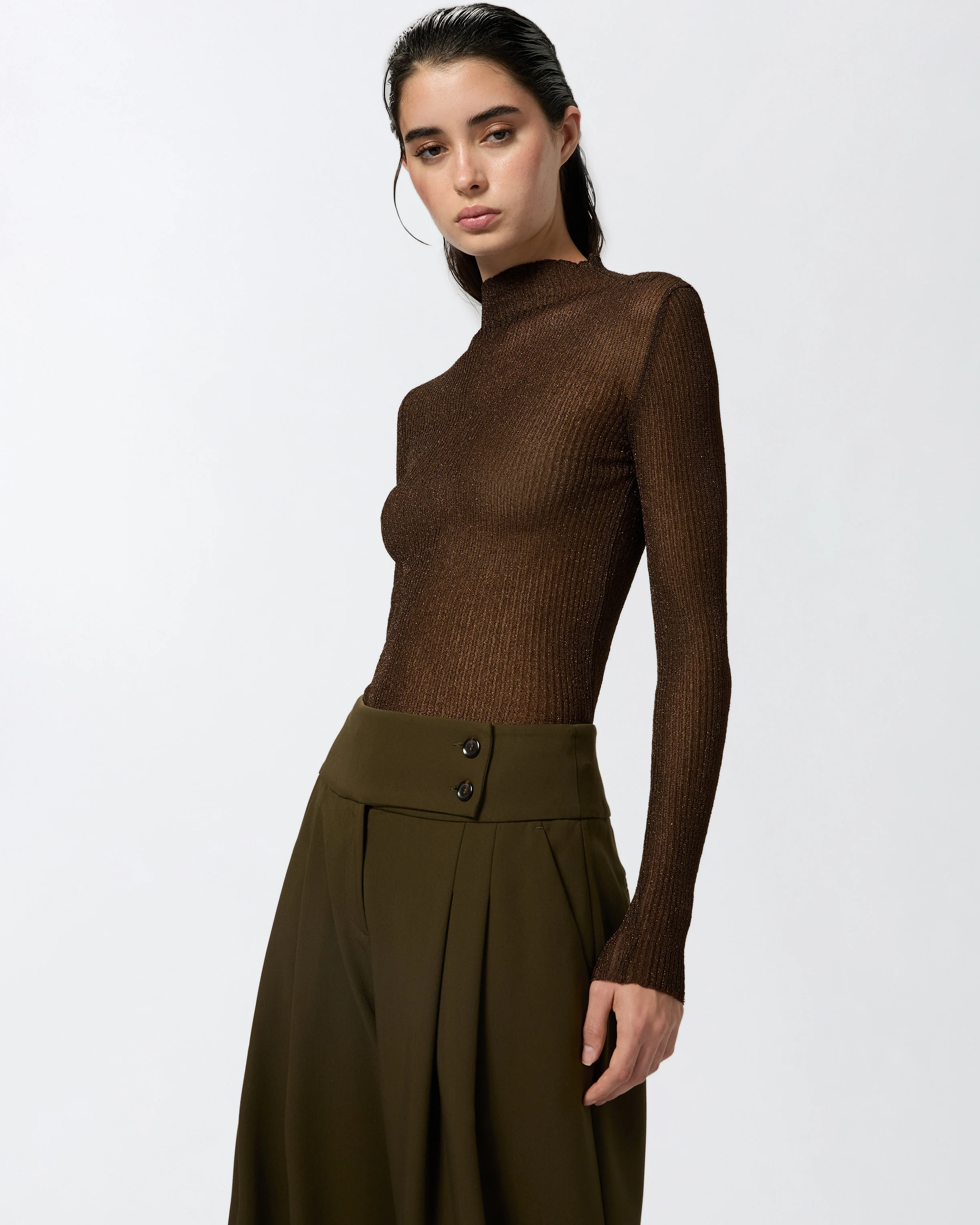 Pull avec fil métallisé | Marron