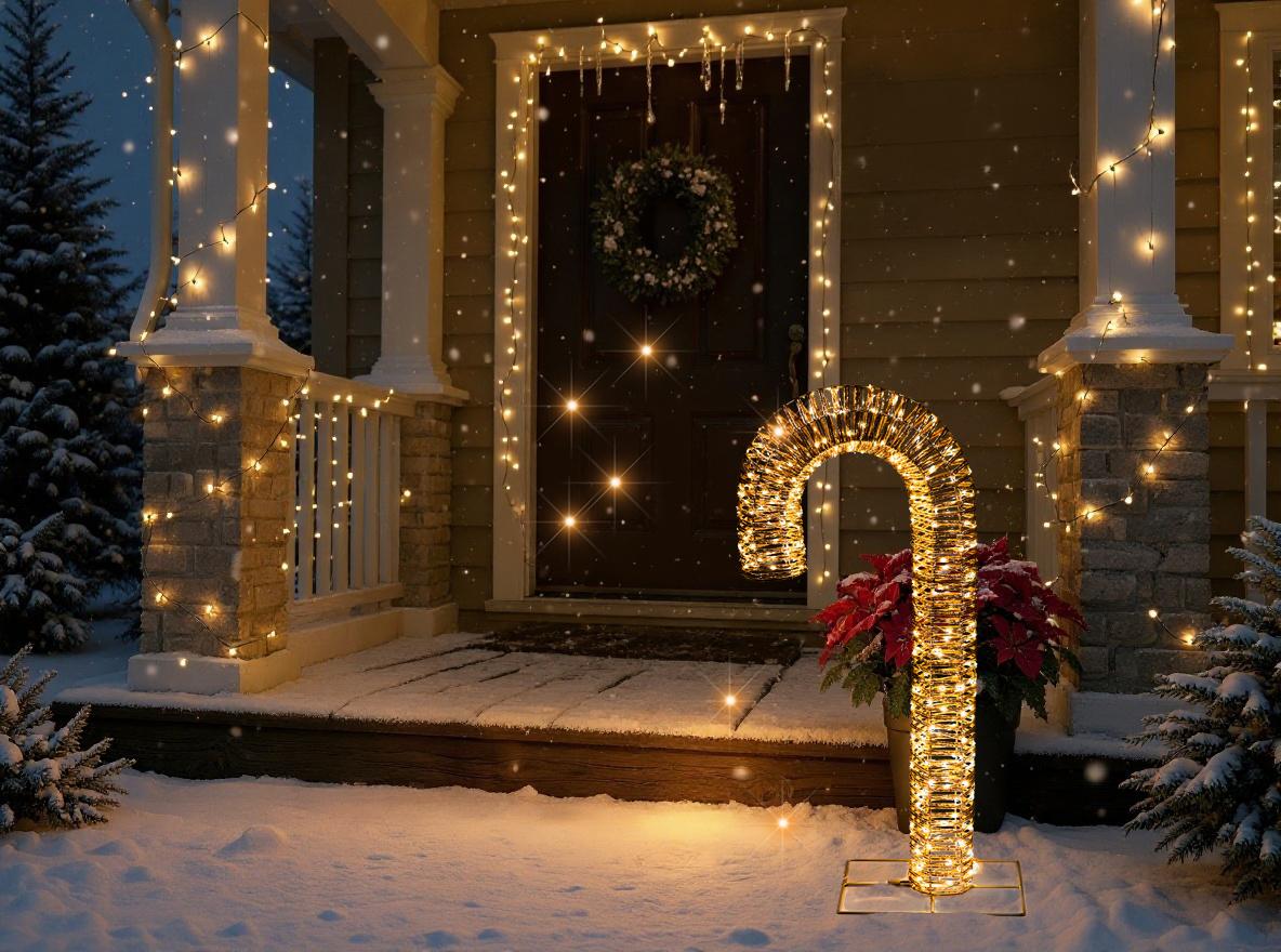 Buitendecoratie LED HOLMAVIK Zuurstok 74 cm Goud